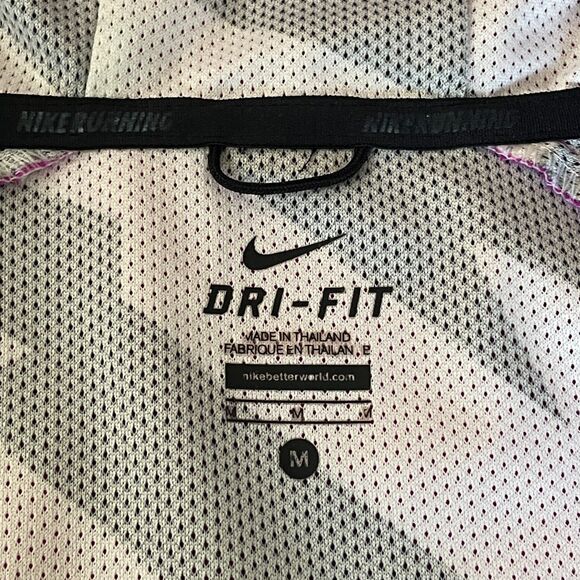 Nike Fanatic Running Dri-FIT Jacket Womens M Pink Black Bolt Hood Zip Reflective - Picture 11 of 14
